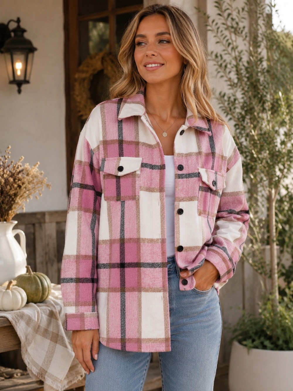 NEW Plaid Flannel Button Up Shirt Jacket Size S